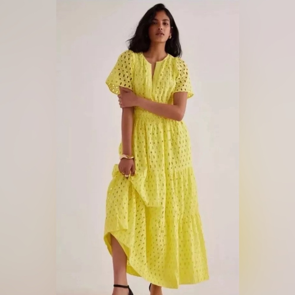 Anthropologie Yellow Eyelet Maxi Dress - Picture 3 of 9